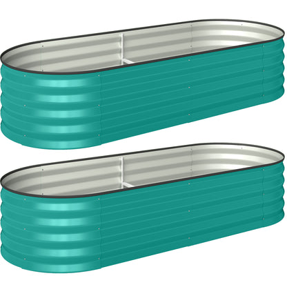 Set of Two 150 x 60cm Steel Planters - Green