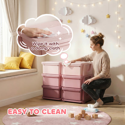 Kids Storage Unit, with Six Drawers - Pink