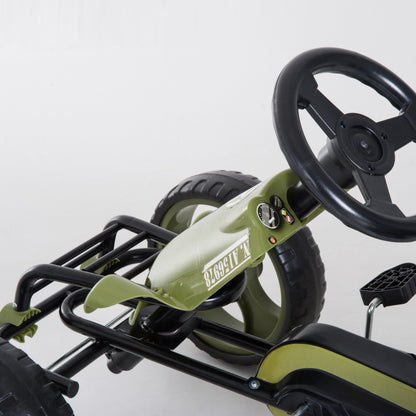 Pedal Go Kart, Kids Ride On Racer with EVA Tyres, Manual Clutch, Braking, Adjustable Seat for Age 3-6 Years, Green