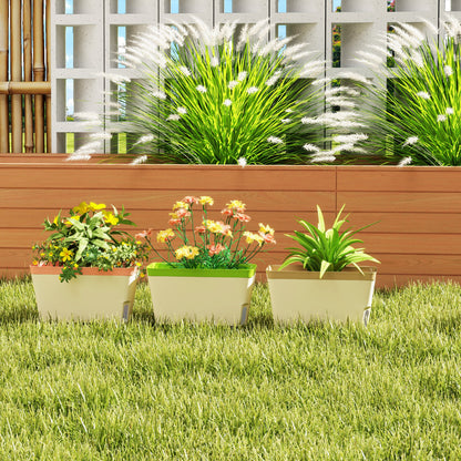 Set of 3 Self Watering Plant Pots Outdoor, 27cm Rectangular Garden Planters with Visual Water Level Window