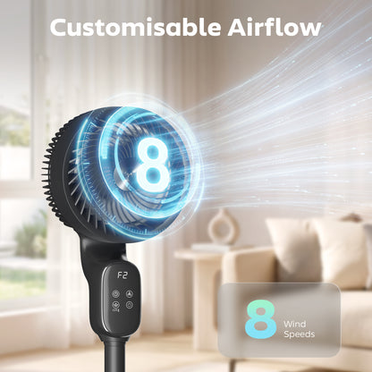 20 dB Silent Standing Fan for Bedroom, 39in Pedestal Fan with Remote, Oscillating, 8 Speeds, Adjustable Height, Black
