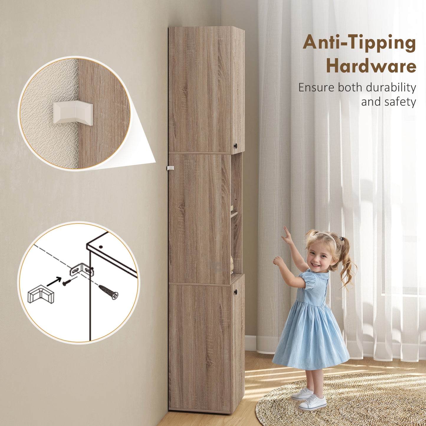 6-Tier Tall Bathroom Cabinet - Natural