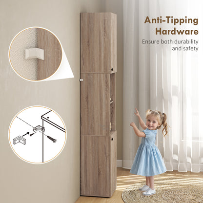 6-Tier Tall Bathroom Cabinet - Natural