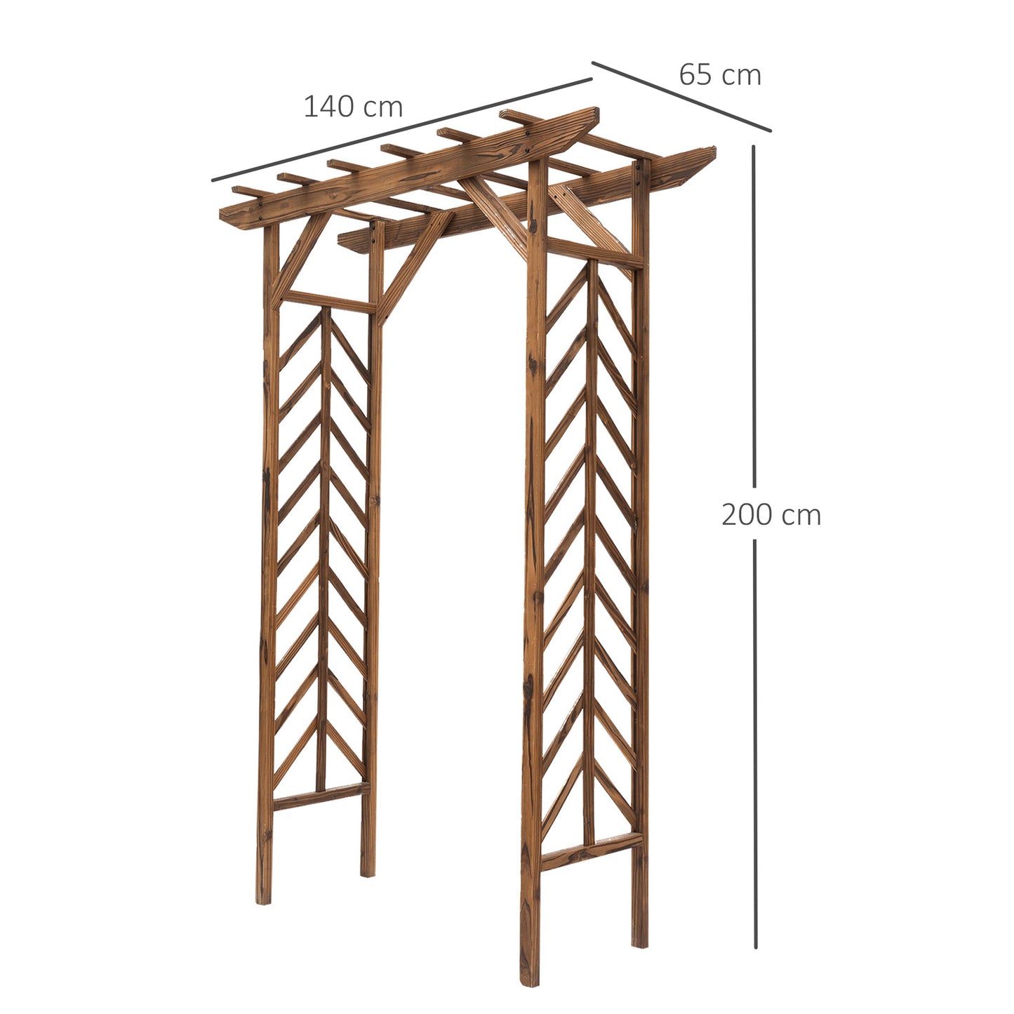 Wooden Garden Arbor, Arch Trellis with Classic Countryside Style, Pergola Style Roof for Climbing Vines