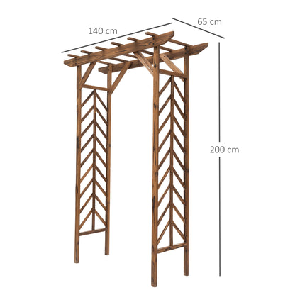 Wooden Garden Arbor, Arch Trellis with Classic Countryside Style, Pergola Style Roof for Climbing Vines