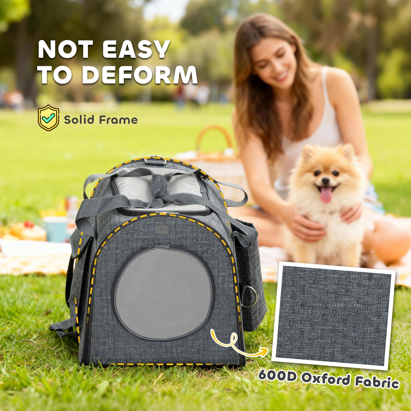Soft Sided Cat Carrier Bag, Portable Foldable Pet Carrier with Shoulder Strap & Removable Mat for Small Pet Up to 10kg