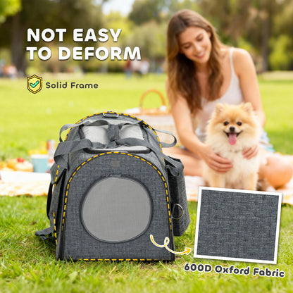 Soft Sided Cat Carrier Bag, Portable Foldable Pet Carrier with Shoulder Strap & Removable Mat for Small Pet Up to 10kg