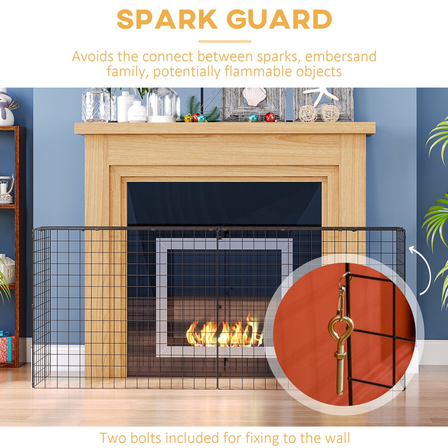 Extendable Fire Guard Screen, Freestanding Fire Screen Spark Guard, Folding Fireplace Cover, Wire Mesh