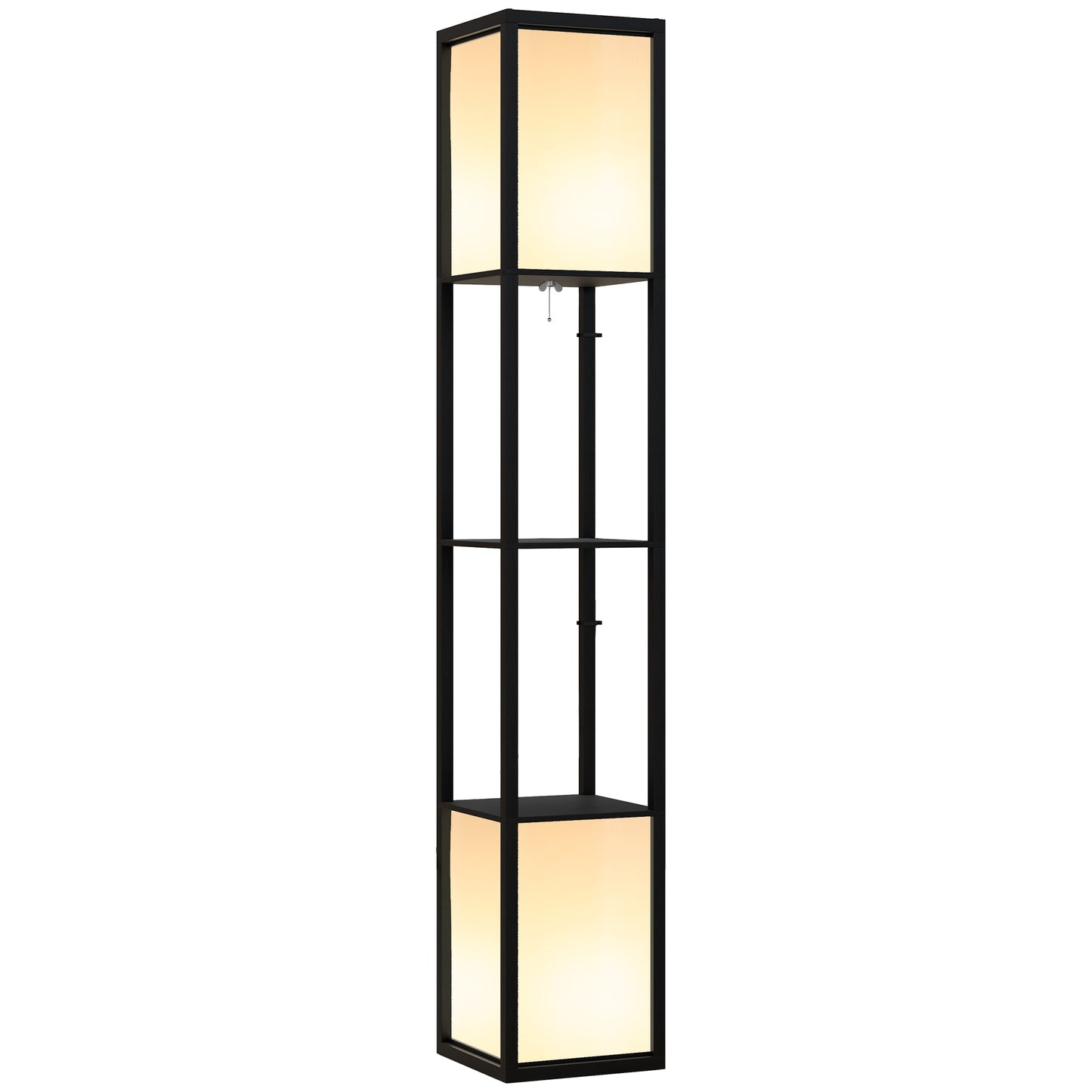 Modern Shelf Floor Lamp with Dual Ambient Light, Standing Lamp Living Room, Bedroom, 156cm, Black