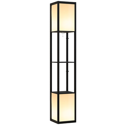 Modern Shelf Floor Lamp with Dual Ambient Light, Standing Lamp Living Room, Bedroom, 156cm, Black