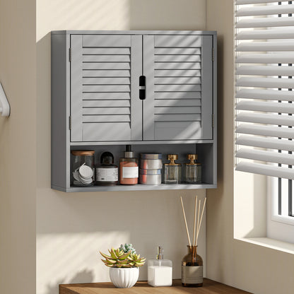 Bathroom Cabinet, Wall Mounted Storage Cabinet with Adjustable Shelves, 60 x 20 x 60 cm, Grey