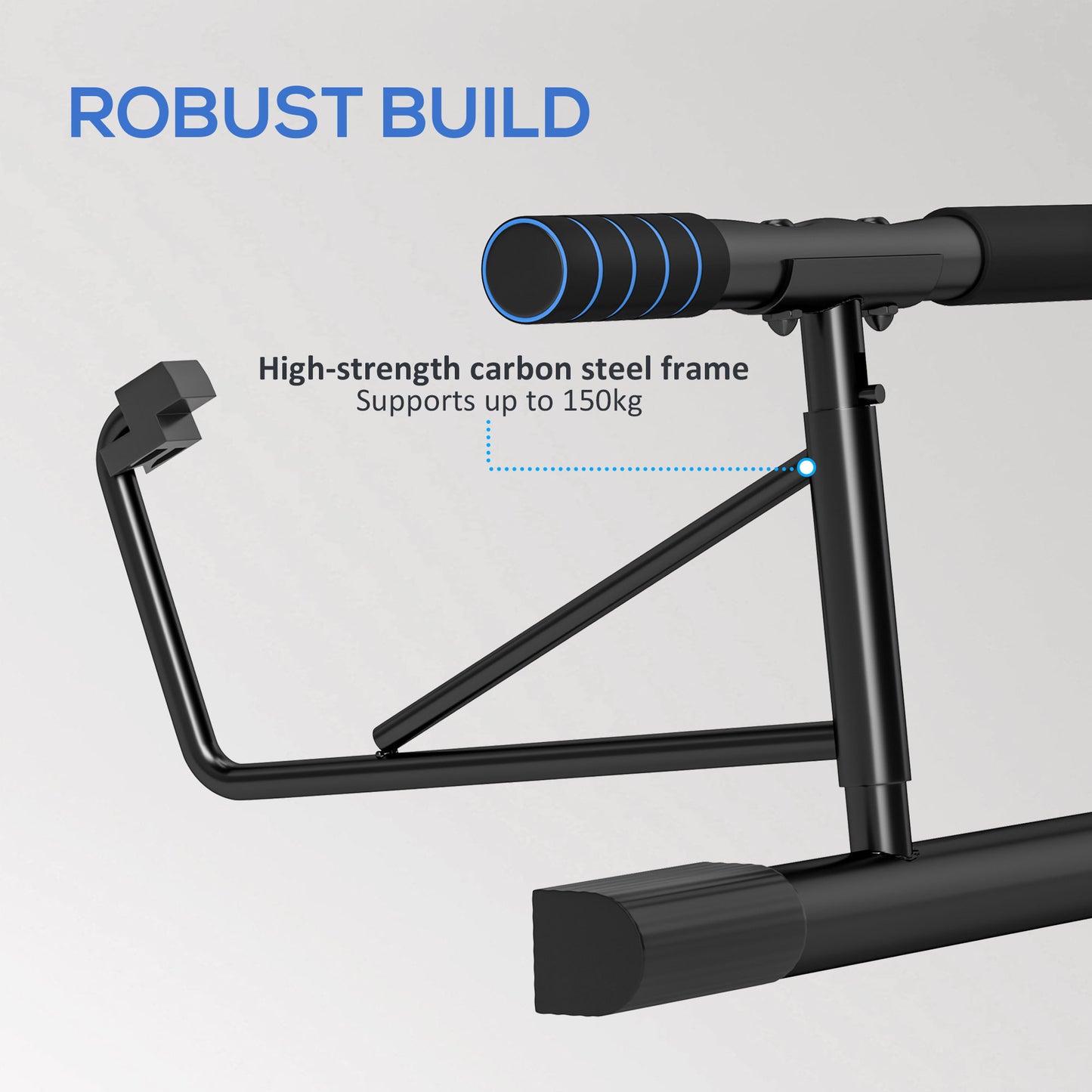 Pull-Up Bar, No-Drilling Chin-Up Bar, Push-Up Stand with Resistance Bands, Padded Handles for Home Gym Exercise, Blue