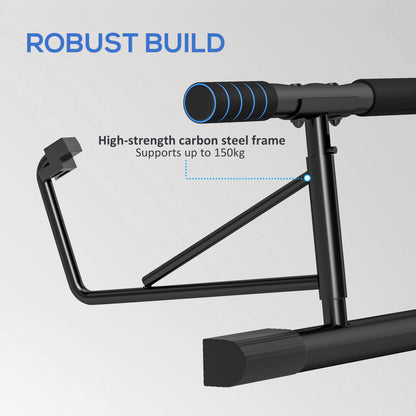 Pull-Up Bar, No-Drilling Chin-Up Bar, Push-Up Stand with Resistance Bands, Padded Handles for Home Gym Exercise, Blue