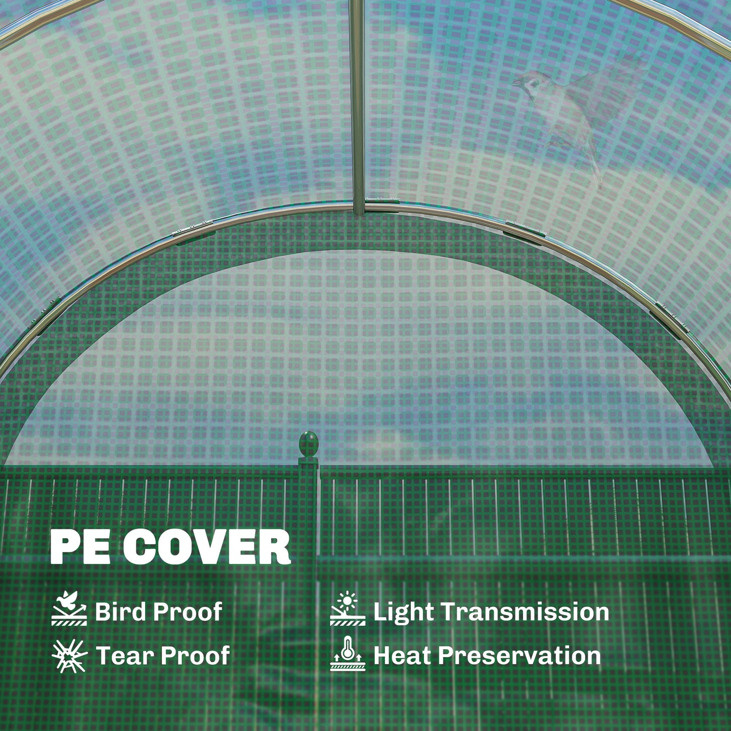 3 x 2 x 2m Polytunnel Greenhouse with Hinged Door, Walk-in Grow House Tent with PE Cover and Galvanised Steel Frame, Green