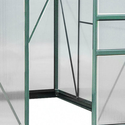 6 x 8ft Polycarbonate Greenhouse, Large Walk-In Green House with Slide Door and Window
