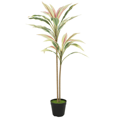 90 cm Artificial Cordyline Tree in Moss Effect Pot, Realistic PEVA Faux Plant, Yellow