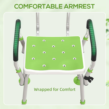EVA Padded Shower Chair for the Elderly and Disabled, Height Adjustable Shower Stool with Back and Arms, 4 Suction Foot Pads