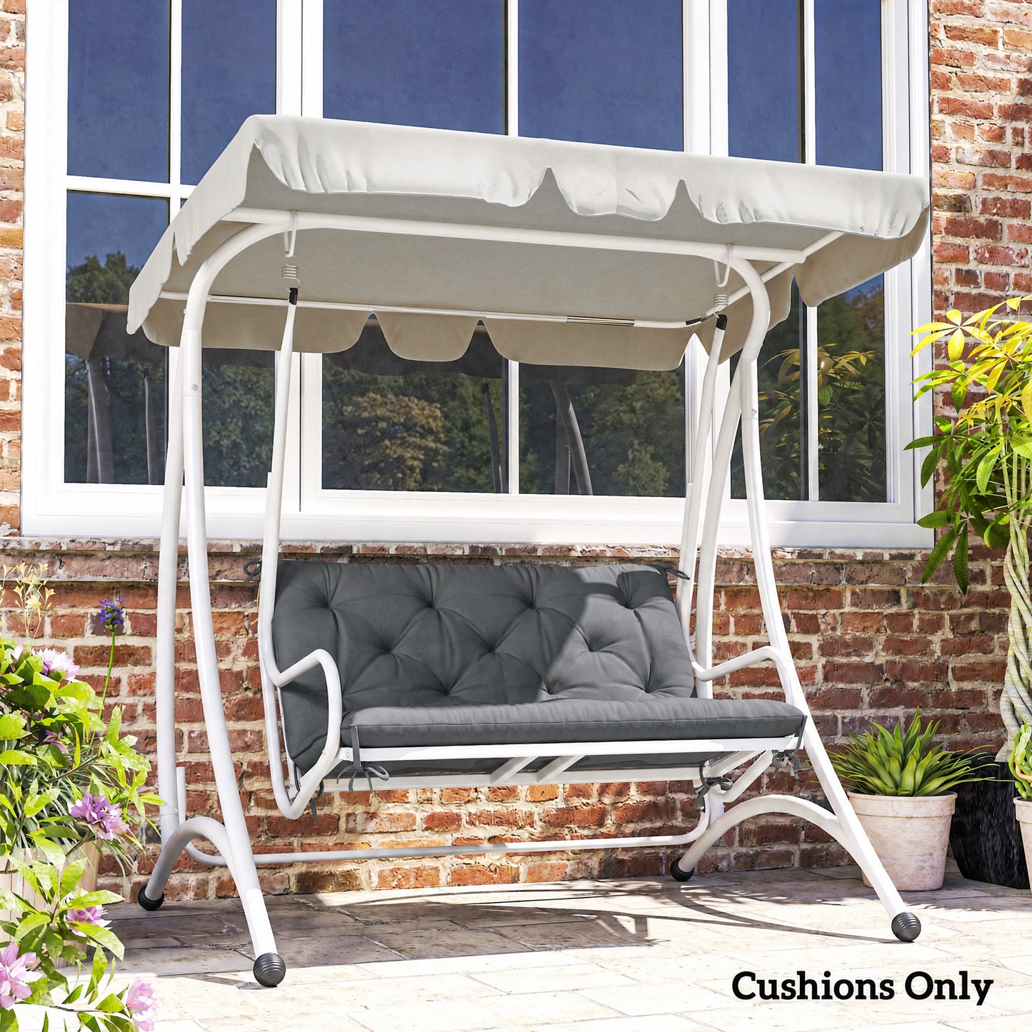 2 Seater Bench Pad, Garden Swing Chair Cushion with Back and Ties