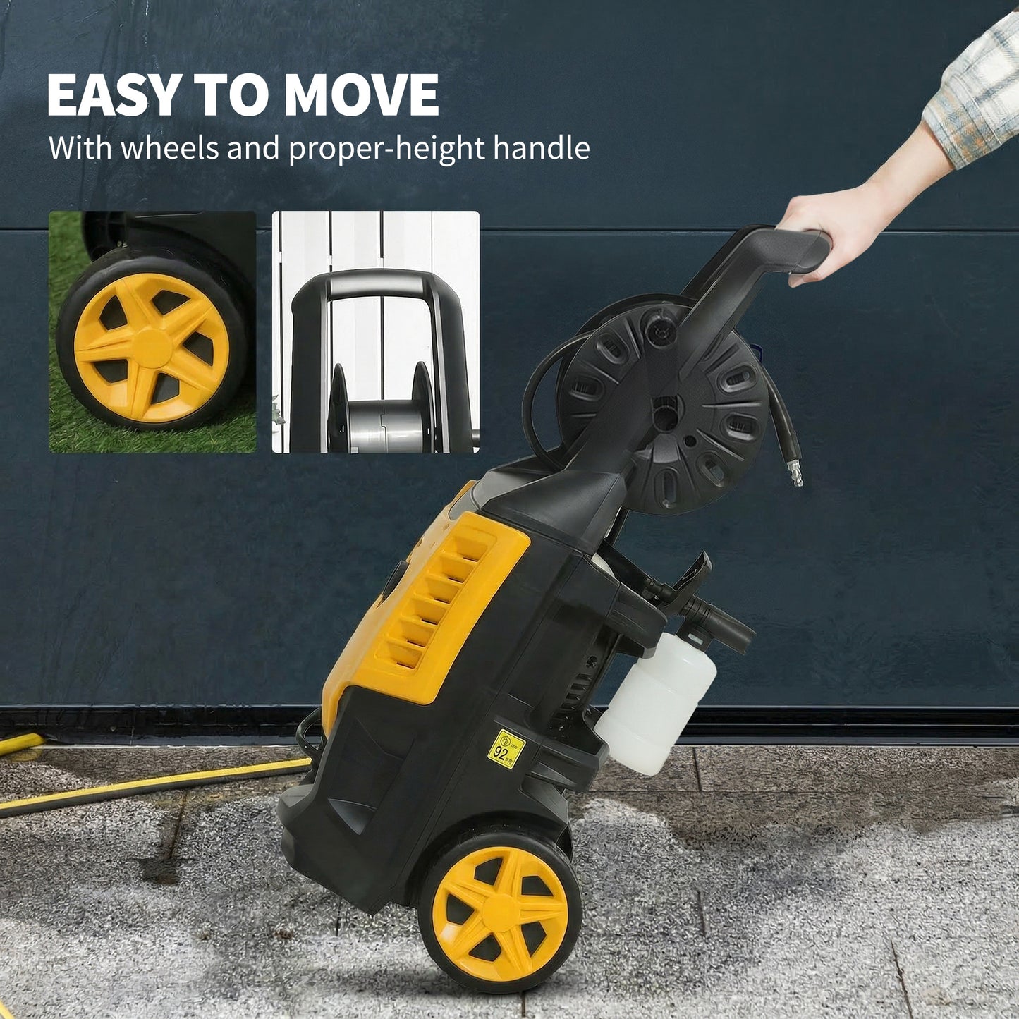 2200W High Pressure Washer, 170 Bar Pressure Washer with Adjustable Nozzle and 6M Hose, 33 x 31.5 x 80.5 cm, Yellow