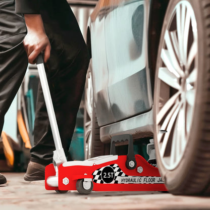 Hydraulic Low Profile Floor Jack, 2.5 Tonne Heavy Duty Steel Trolley Car Jack Lift with 80-360 mm Lifting Range, Wheels