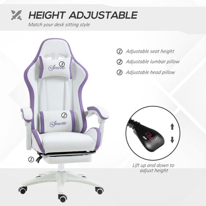 Computer Gaming Chair, PU Leather Office Desk Chair with Footrest, Swivel Wheels, 135° Reclining Back, Lumbar Support