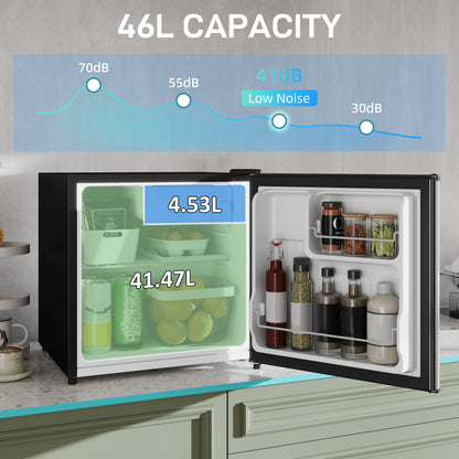 46 Litre Table Top Mini Fridge, Small Fridge with Ice Box, Reversible Door, Adjustable Temperature and Legs for Bedrooms