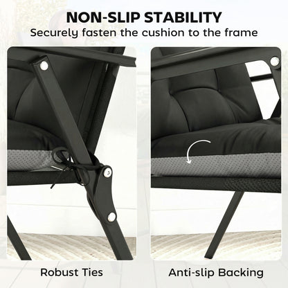 Patio Chair Cushions Set of 4, Waterproof Non-Slip Lounge Chair Cushions, 112x53cm, Black