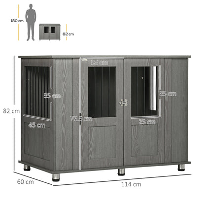 Dog Crate Table for Medium and Large Dogs with Magnetic Door for Indoor Use, 114 x 60 x 82 cm, Grey