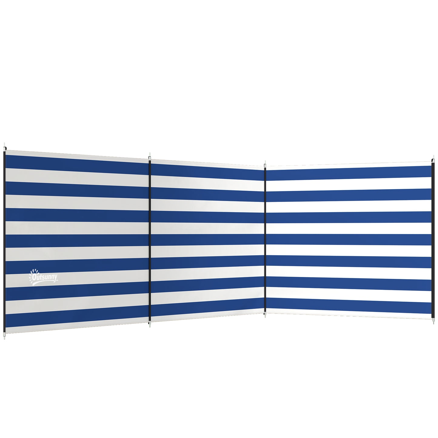 4 Pole Camping Windbreaks, Beach Wind Shield Shelter with Carry Bag and Steel Poles, 540cm x 150cm, Dark Blue