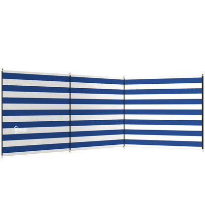 4 Pole Camping Windbreaks, Beach Wind Shield Shelter with Carry Bag and Steel Poles, 540cm x 150cm, Dark Blue