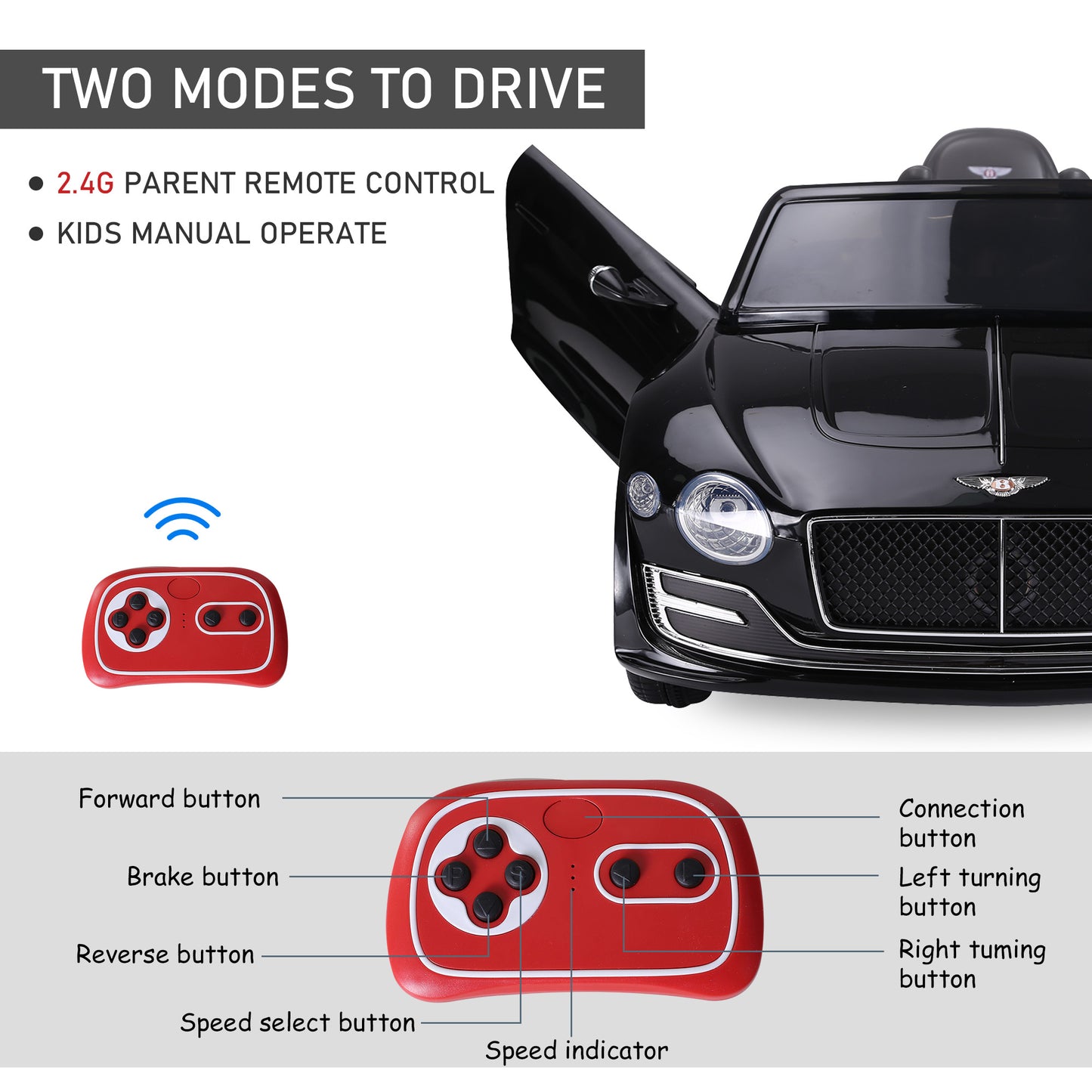 Bentley GT Licensed 12V Electric Car for Kids, Kid's Electric Ride on with Remote Control, Ride on Car with LED Lights