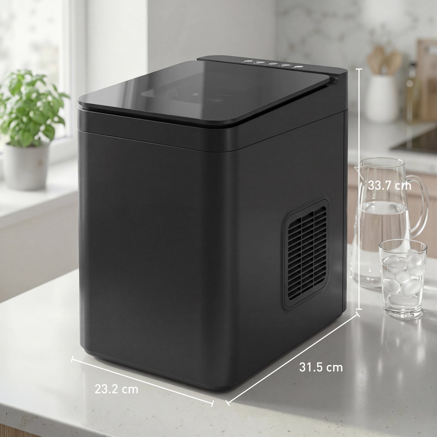 Countertop Ice Maker Machine Self-Cleaning Compact Ice Machine with Ice Scoop and Basket Black