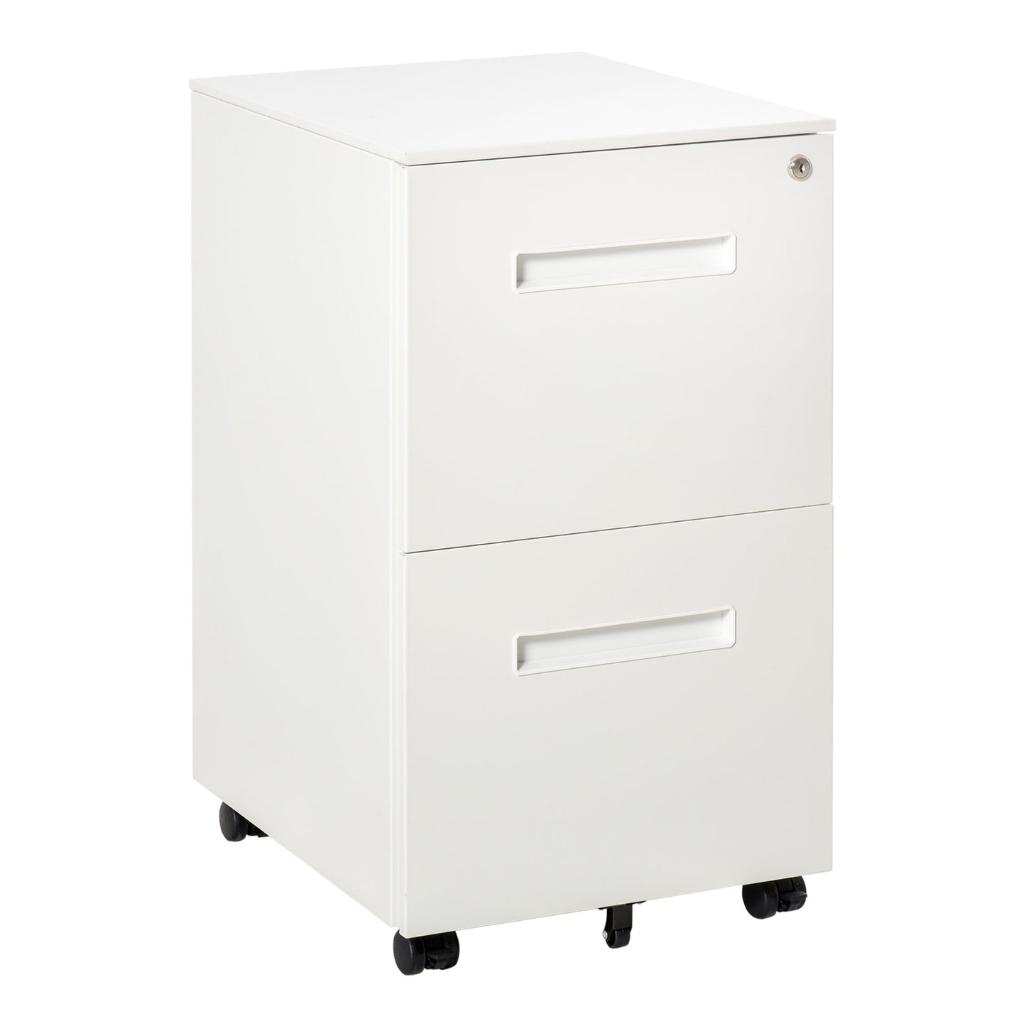 Metal Mobile File Cabinet with Wheels, Lockable 2 Drawer Filing Cabinet for A4, Legal, Letter