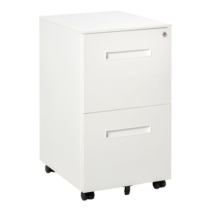 Metal Mobile File Cabinet with Wheels, Lockable 2 Drawer Filing Cabinet for A4, Legal, Letter