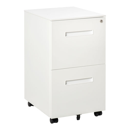 Metal Mobile File Cabinet with Wheels, Lockable 2 Drawer Filing Cabinet for A4, Legal, Letter