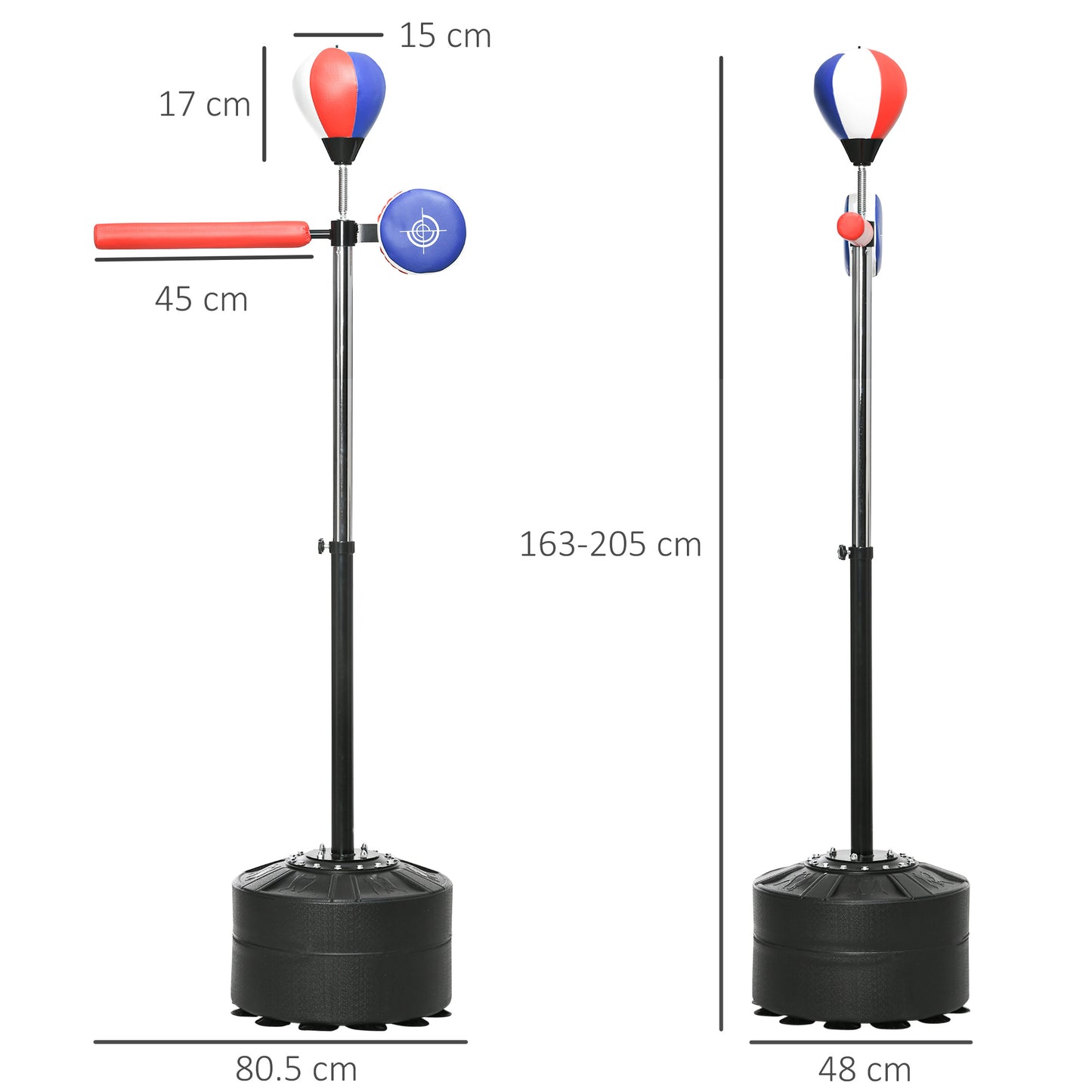 Adjustable Speed Bag, Boxing Bag, with Stand, Reflex Bar, Punching Pad, Multicoloured