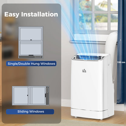 14000 BTU Mobile Air Conditioner, 35m², Smart Home WiFi, with Dehumidifier, Fan, 24H Timer, Window Kit, White