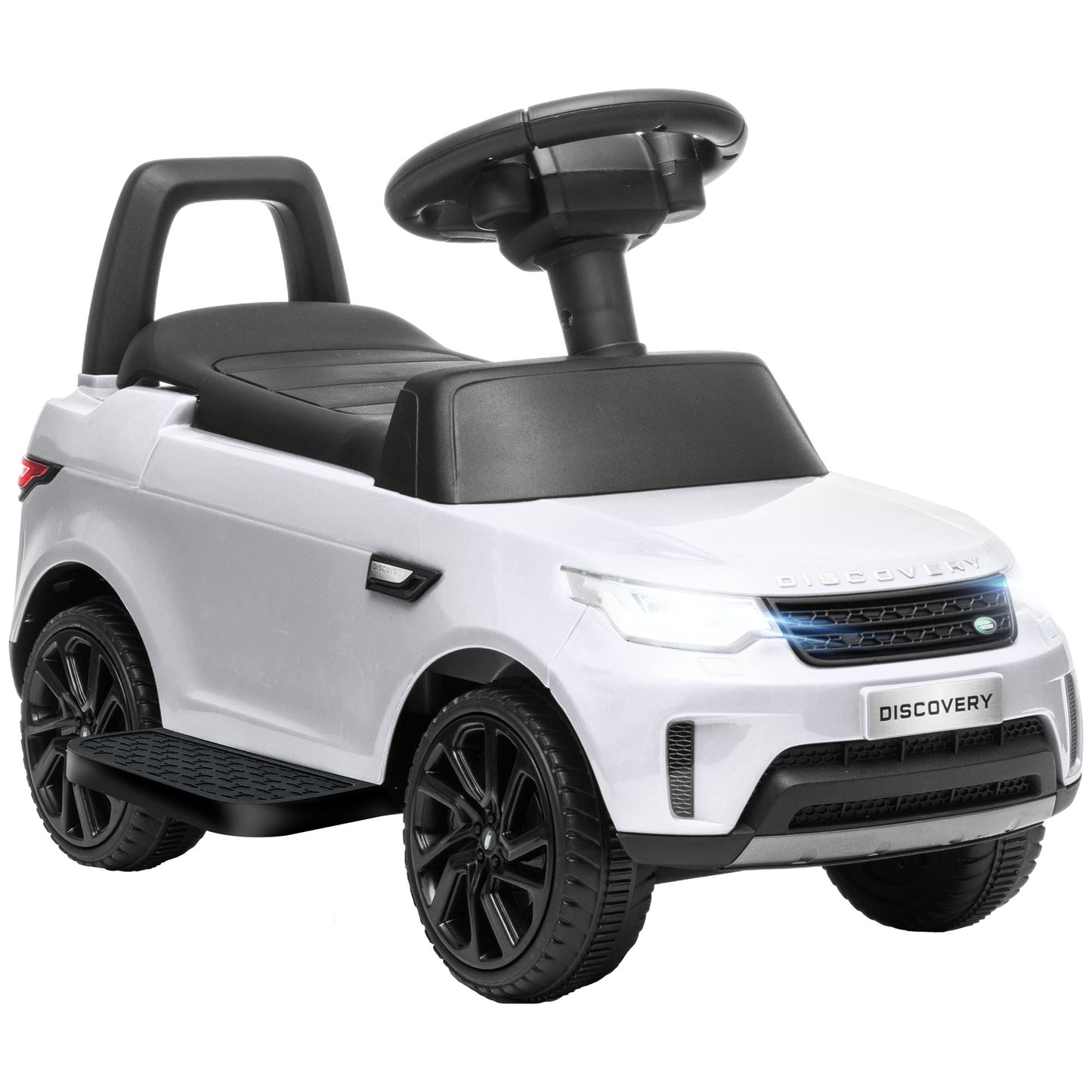 2-in-1 Land Rover Licensed 6V Kids Electric Ride On Car, Sliding Car w/ Headlights, Music, for 18-60 Months, White