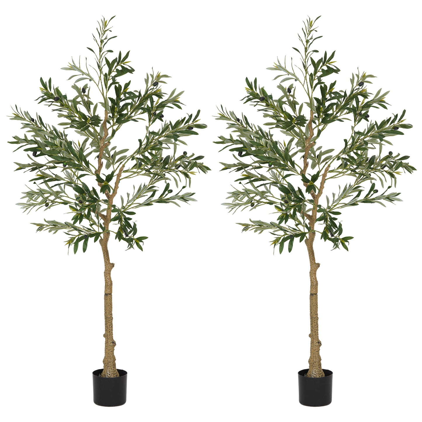 Set of Two Silk Leaf Artificial Olive Trees