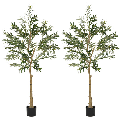 Set of Two Silk Leaf Artificial Olive Trees