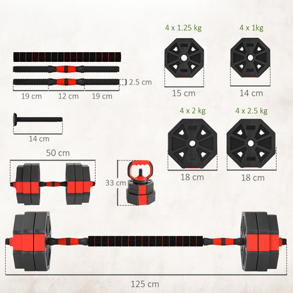6-in-1 Adjustable Weight Dumbbells Set, Used as Kettlebell, Barbell, Dumbbell, Push-Up Stand