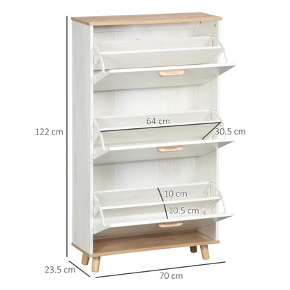 Narrow Shoe Cabinet, Slim Shoe Storage Cabinet with 3 Flip Drawers and Adjustable Shelves