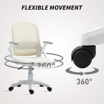 Breathable Mesh Office Chair, Ergonomic Swivel Computer Chair with Flip-up Armrests, Lumbar Back Support for Home/Office