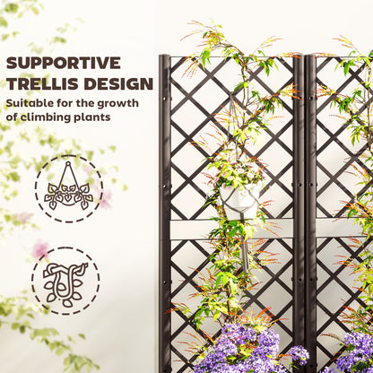 Raised Garden Bed with Trellis, Plastic Planter Box with Drainage Holes
