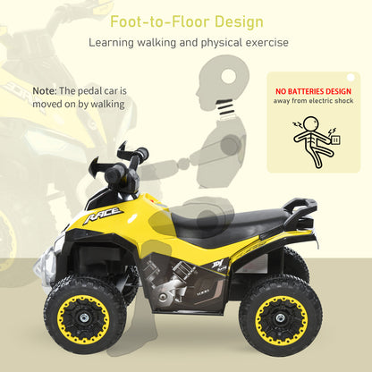 No Power Ride on Car Toddler Kids Walker Foot To Floor Slider w/ Music Lights for 18 - 36 Months Yellow