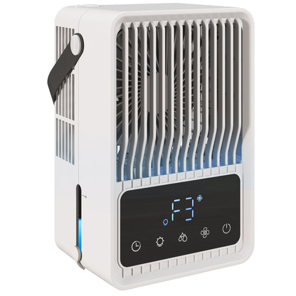 Portable Air Conditioner, 4-in-1 Mini Air Cooler with 3 Wind Speed, 2 Mist Mode, 7 Colour RGB Light, Black and White