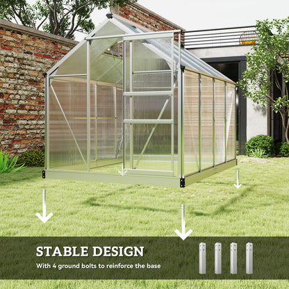 6 x 8ft Walk-In Greenhouse, with Sliding Door - Clear