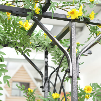 210cm Decorative Metal Garden Trellis Arch with Durable Steel Tubing & Elegant Scrollwork, Great for Weddings, Dark Gre