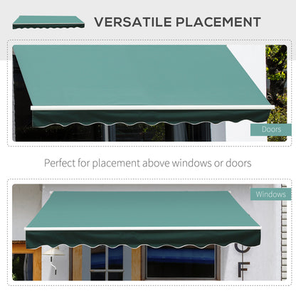 3 x 2.5m Manual Retractable Awning for Patio 45-75° Sun Canopy with Waterproof Fabric - Greyish Green