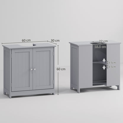 Under Sink Bathroom Cabinet, Freestanding Under Sink Cabinet with 2 Doors and Adjustable Shelf for Basin without or with Pede